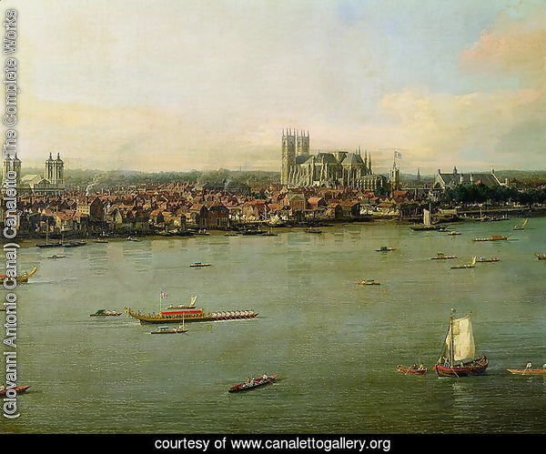 View of the Thames and Westminster Bridge, detail of Westminster Abbey, 1746-47 (detail)