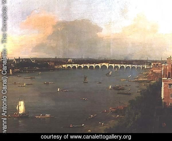 View of the Thames and Westminster Bridge, detail of the bridge, c.1746-47 (detail-2)