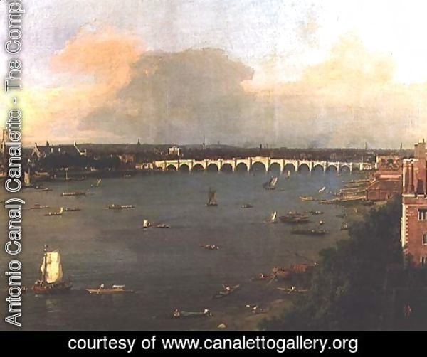 (Giovanni Antonio Canal) Canaletto - View of the Thames and Westminster Bridge, detail of the bridge, c.1746-47 (detail-2)