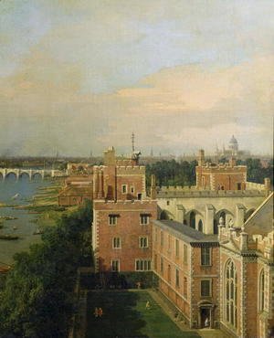 View of the Thames and Westminster Bridge, detail of Lambeth Palace, c.1746-47