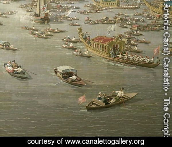 (Giovanni Antonio Canal) Canaletto - The River Thames with St. Paul's Cathedral on Lord Mayor's Day, detail of rowing boats, c.1747-48