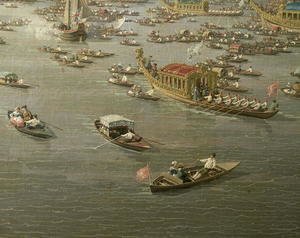 The River Thames with St. Paul's Cathedral on Lord Mayor's Day, detail of rowing boats, c.1747-48