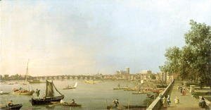 The Thames from the Terrace of Somerset House, looking upstream Towards Westminster and Whitehall, c.1750