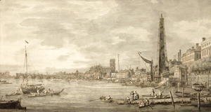 (Giovanni Antonio Canal) Canaletto - The Thames Looking towards Westminster from near York Water Gate