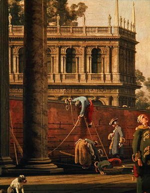 (Giovanni Antonio Canal) Canaletto - Capriccio of a man scaling a wall