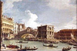 (Giovanni Antonio Canal) Canaletto - The Rialto Bridge, Venice, from the North