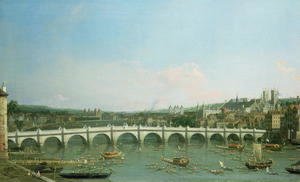 (Giovanni Antonio Canal) Canaletto - Westminster Bridge from the North with Lambeth Palace in distance