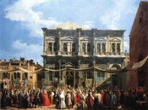 (Giovanni Antonio Canal) Canaletto - The Doge Visiting the Church and Scuola di San Rocco, c.1735