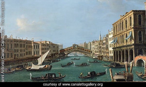 View of the Grand Canal from the South, the Palazzo Foscari to the right and the Rialto Bridge beyond