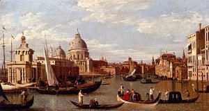(Giovanni Antonio Canal) Canaletto - View Of The Grand Canal And Santa Maria Della Salute With Boats And Figures In The Foreground, Venice