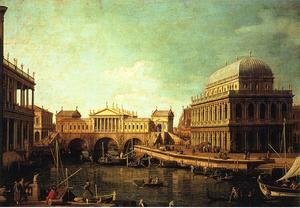 (Giovanni Antonio Canal) Canaletto - Basilica di Vecenza and the Ponte de Rialto