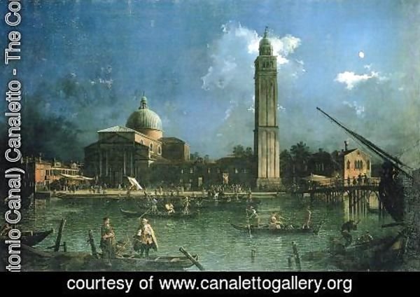 (Giovanni Antonio Canal) Canaletto - Night-time Celebration Outside the Church of San Pietro di Castello