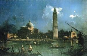 (Giovanni Antonio Canal) Canaletto - Night-time Celebration Outside the Church of San Pietro di Castello