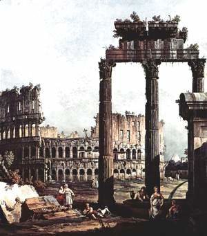 (Giovanni Antonio Canal) Canaletto - Capriccio Romano, Colosseum ruins and Vespasian Temple
