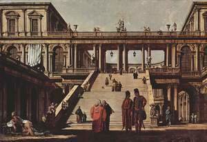 (Giovanni Antonio Canal) Canaletto - Capriccio, palace staircase