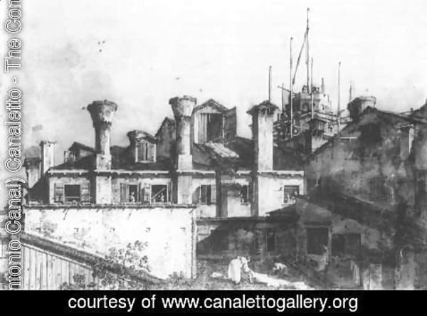 (Giovanni Antonio Canal) Canaletto - Roofs and Chimneys in Venice