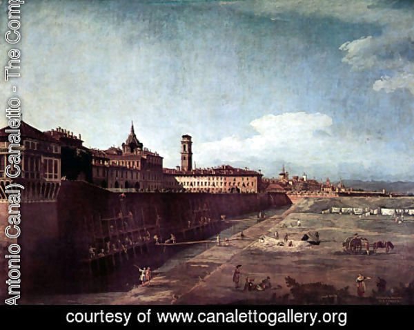 (Giovanni Antonio Canal) Canaletto - Torino, veduta del Palazzo reale da fuori le mura