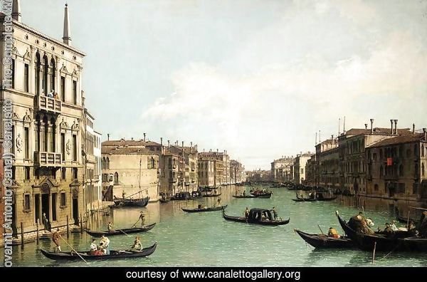 Venice, The Grand Canal, Looking North-East from Palazzo Balbi to the Rialto Bridge
