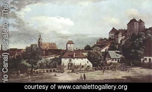 (Giovanni Antonio Canal) Canaletto - View from Pirna, from the south side of view, with fortifications and Upper (gate), and Fortress Sonnenstein