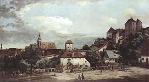 View from Pirna, from the south side of view, with fortifications and Upper (gate), and Fortress Sonnenstein