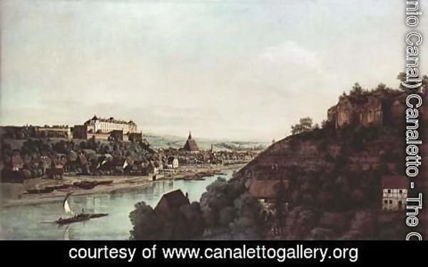 (Giovanni Antonio Canal) Canaletto - View from Pirna, Pirna of the vineyards at Posta, with Fortress Sonnenstein