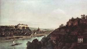 View from Pirna, Pirna of the vineyards at Posta, with Fortress Sonnenstein