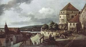 (Giovanni Antonio Canal) Canaletto - View from Pirna, the sun-stone fortress view