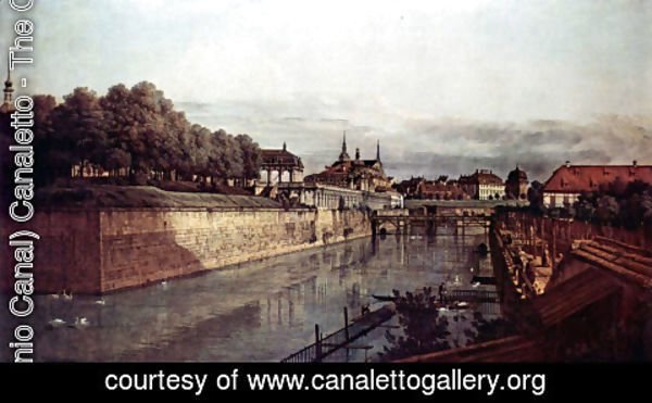(Giovanni Antonio Canal) Canaletto - View of Dresden, the ancient moat of the kennel, the Orangerie