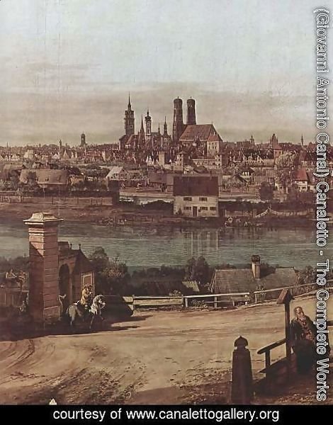 (Giovanni Antonio Canal) Canaletto - View from Munich, The Bridge and the Isar, Detail