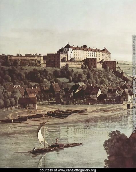 View from Pirna, Pirna vineyards at Prosta, with Fortress Sonnenstein, detail
