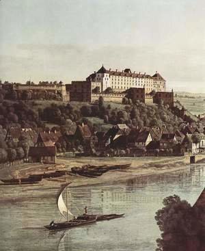 View from Pirna, Pirna vineyards at Prosta, with Fortress Sonnenstein, detail