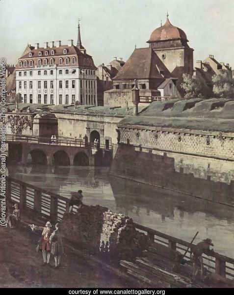 View of Dresden, the fortress plants in Dresden, fortified with trenches bridge between Wilschen gate pillar and pos