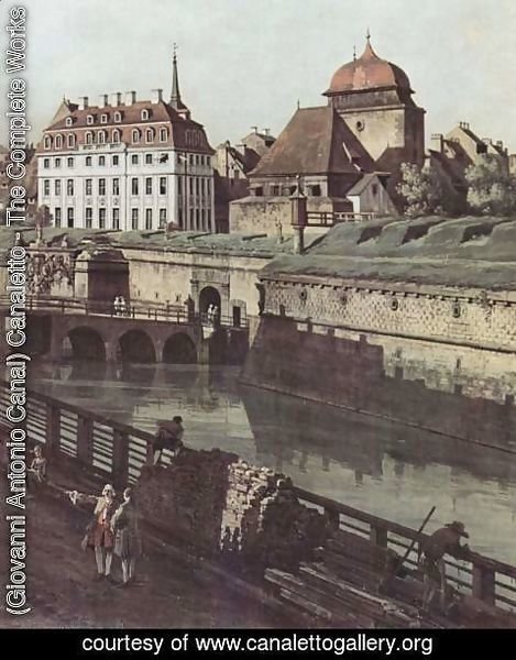 (Giovanni Antonio Canal) Canaletto - View of Dresden, the fortress plants in Dresden, fortified with trenches bridge between Wilschen gate pillar and pos