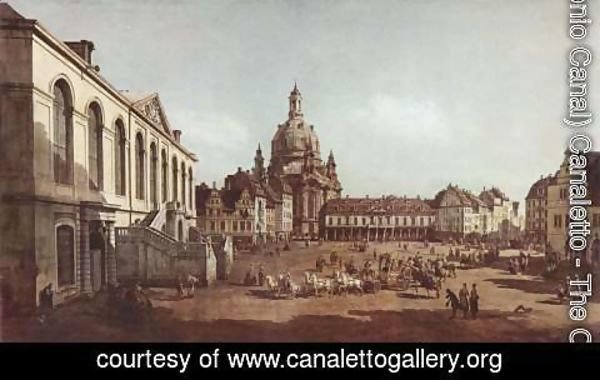 (Giovanni Antonio Canal) Canaletto - View of Dresden, the Neumarkt in Dresden, Jewish cemetery, with women's Church and the Old Town Watch, detail
