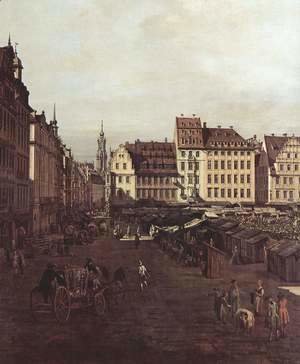 (Giovanni Antonio Canal) Canaletto - View of Dresden, The Old Market Square from the Seegasse, detail
