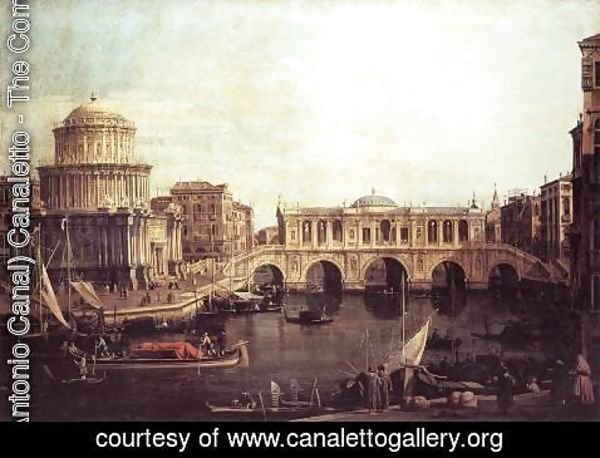 (Giovanni Antonio Canal) Canaletto - Capriccio The Grand Canal, with an Imaginary Rialto Bridge and Other Buildings
