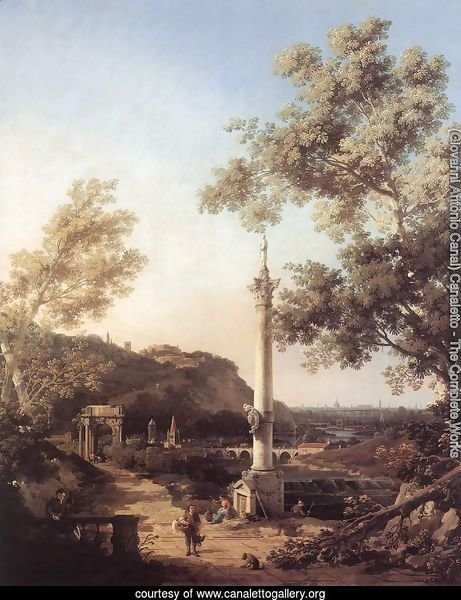Capriccio River Landscape with a Column