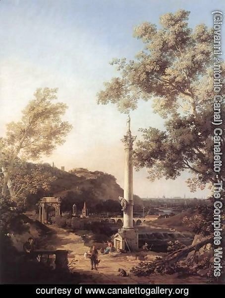 (Giovanni Antonio Canal) Canaletto - Capriccio River Landscape with a Column
