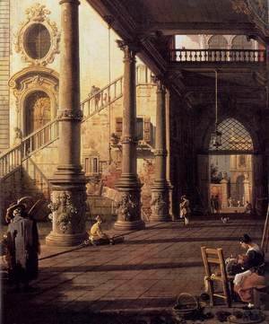 (Giovanni Antonio Canal) Canaletto - Perspective View with Portico (detail)