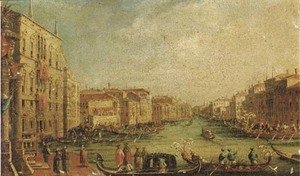 (Giovanni Antonio Canal) Canaletto - Ascension Day The Regatta on the Grand Canal, Venice, with the Palazzo Balbi on the left