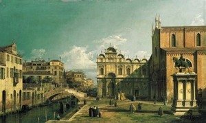 (Giovanni Antonio Canal) Canaletto - The Campo Santi Giovanni e Paolo, Venice, with the West End of the Church and the Scuola di San Marco