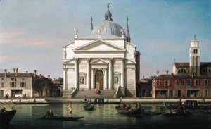 The Church of the Redentore, Venice, with sandalos and gondolas