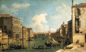 (Giovanni Antonio Canal) Canaletto - The Grand Canal, Venice, looking east from the Campo di San Vio, with the Palazzo Corner, barges and gondolas, the dome of Santa Maria della Salute
