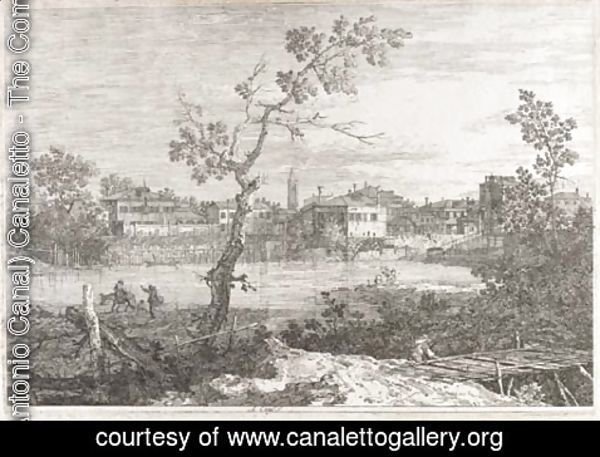 (Giovanni Antonio Canal) Canaletto - View of a Town on a River Bank 2