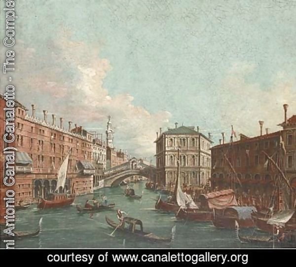 (Giovanni Antonio Canal) Canaletto - Vessels before the Rialto Bridge, Venice