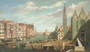 (Giovanni Antonio Canal) Canaletto - A busy day on the Grand Canal, Venice