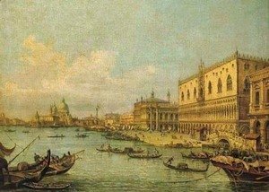 The Molo, Venice, looking West with the Ducal Palace