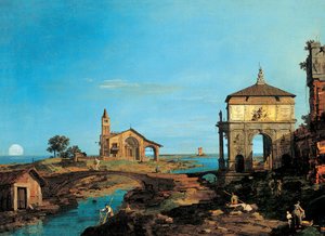 (Giovanni Antonio Canal) Canaletto - An Island in the Lagoon with a Gateway and a Church