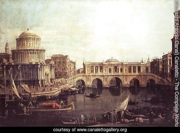 Capriccio   The Grand Canal, with an Imaginary Rialto Bridge and Other Buildings 1740s