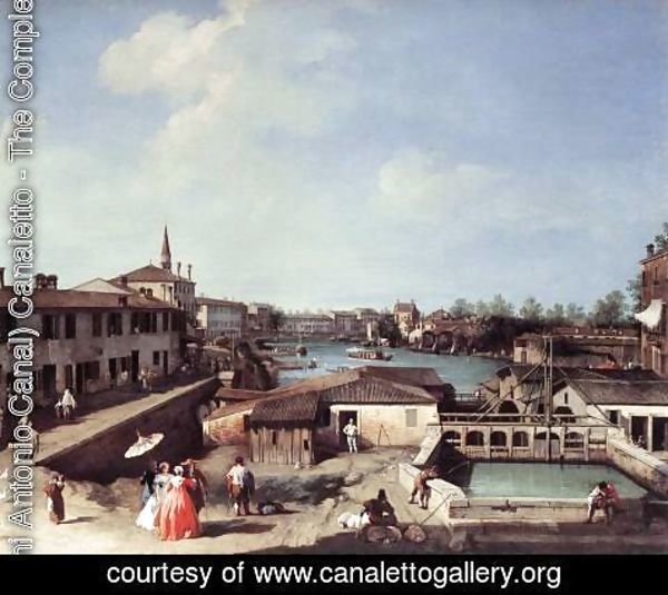 (Giovanni Antonio Canal) Canaletto - Dolo on the Brenta c. 1730-35